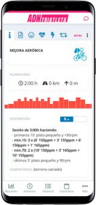 App de entrenamiento ciclista: ficha de una sesión