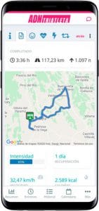 App de entrenamiento ciclista: mapa de recorrido